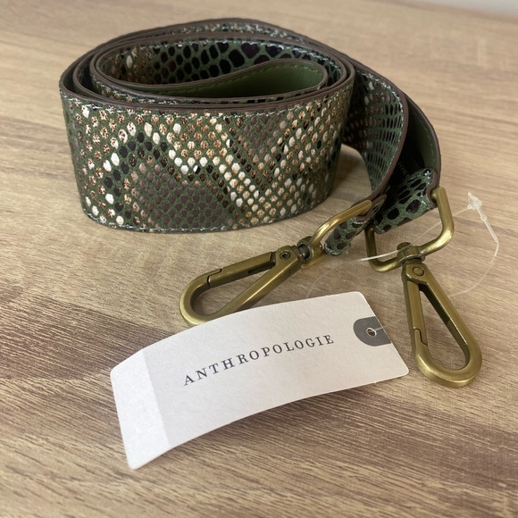 NWT Anthropologie Snake Print Crossbody Strap Moss Green Removable - Picture 2 of 8